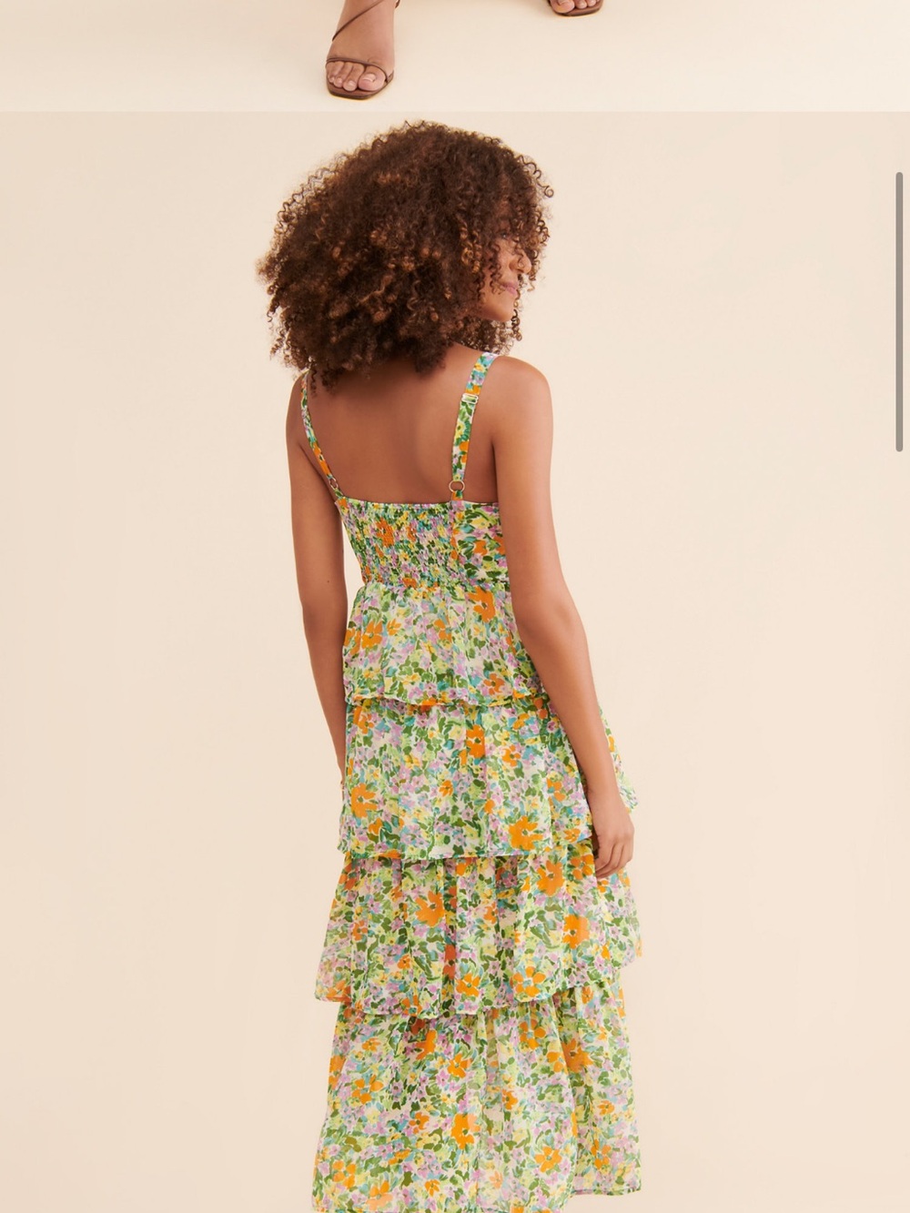 Floral Tiered Midi Dress in Multi-Color Midsummer - Picture 3 of 4